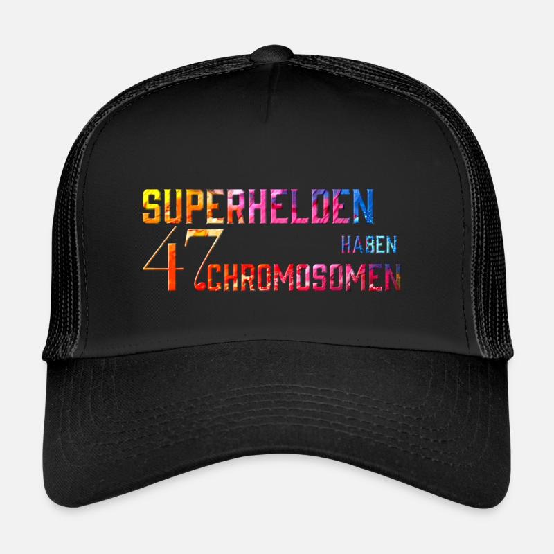 Superhelden haben 47 Chromosomen - Down Syndrom - Trucker Cap - Schwarz/Schwarz