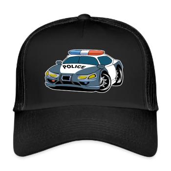Police Police Car Policeman Birthday Children - Trucker Cap - black/black - Front