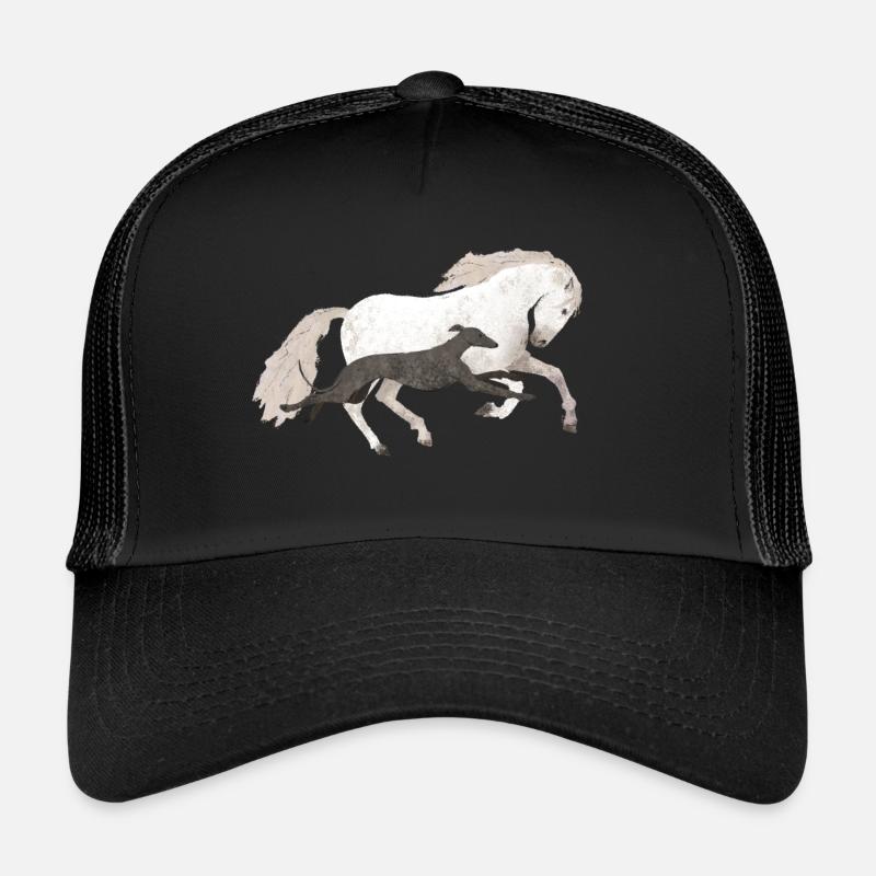 Galgo und Pferd - Trucker Cap - Schwarz/Schwarz