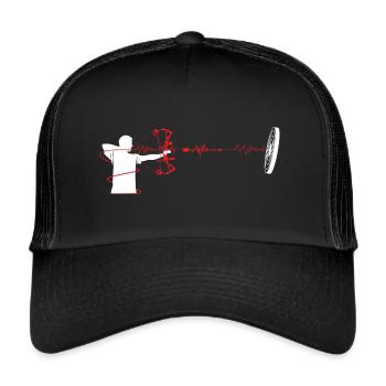 Bogenschießen Compound Bogen Herzschlag EKG - Trucker Cap - Schwarz/Schwarz - Vorne