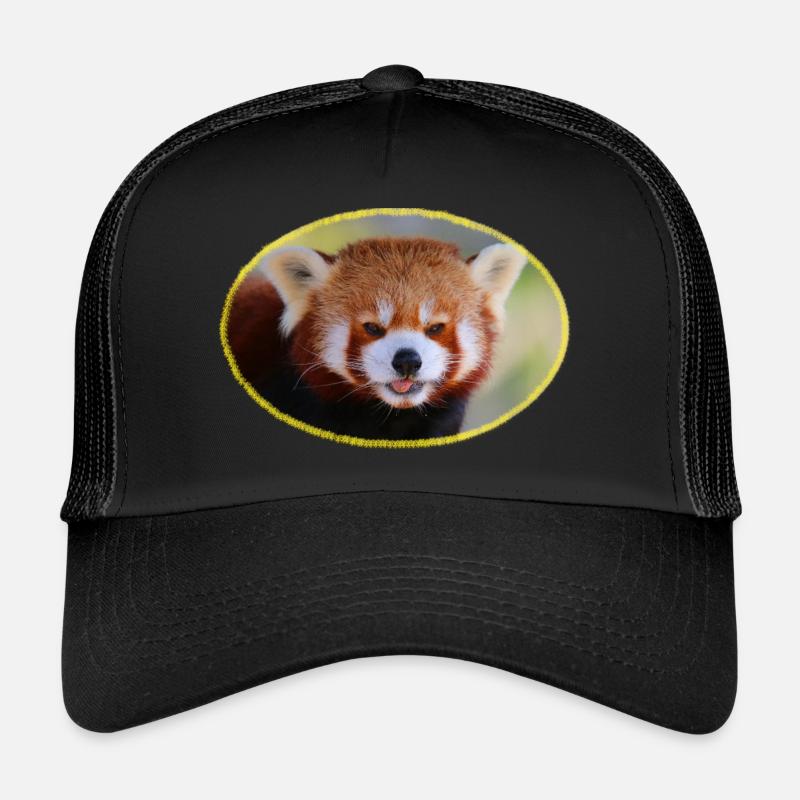 Roter Panda Stare mit gelbem Rand Trucker Cap