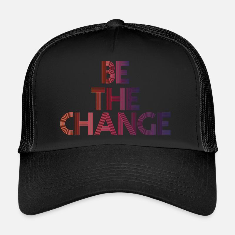 BE THE CHANGE ORANGE DARK - Casquette trucker  - noir/noir