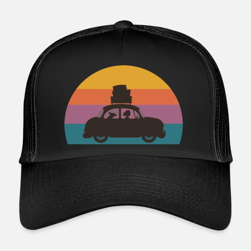 Urlaub Frau mit Hund im Auto Geschenk Idee Trucker Cap