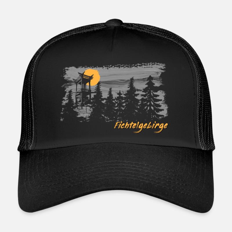 Fichtelgebirge Schneeberg Backöfele Pinselstrich - Trucker Cap - Schwarz/Schwarz