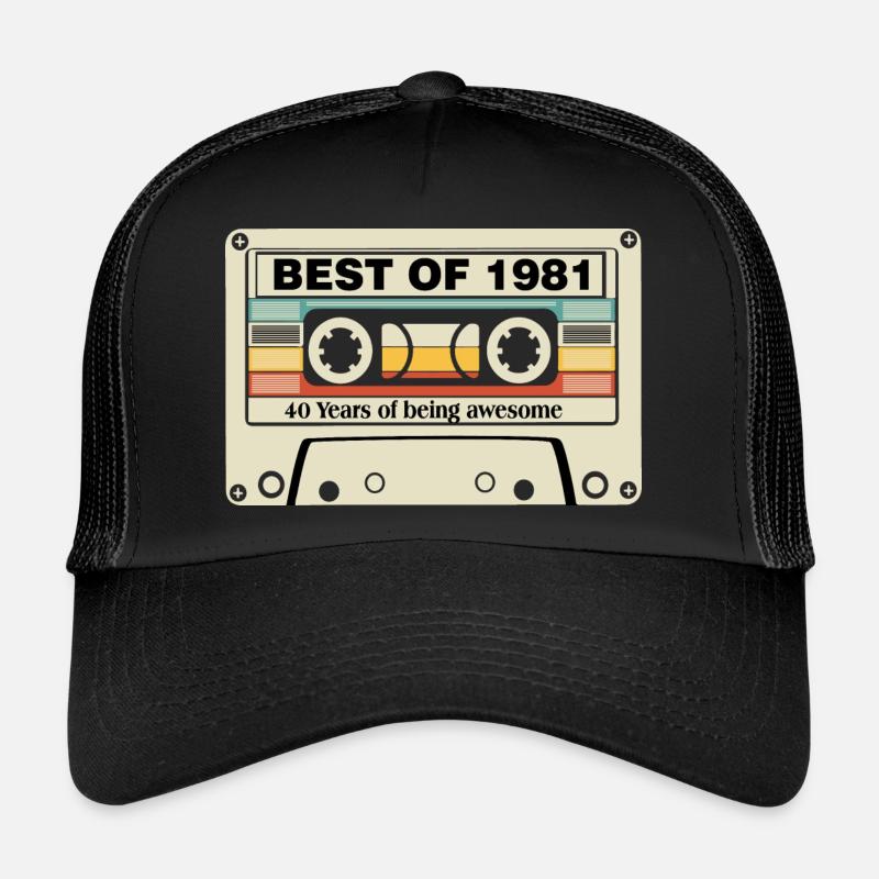 40.Geburtstag 1981 Kassette - Trucker Cap - Schwarz/Schwarz