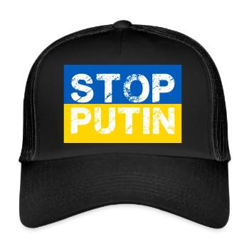 Arrêtez Poutine Guerre d’Ukraine - Casquette trucker  - noir/noir - Devant