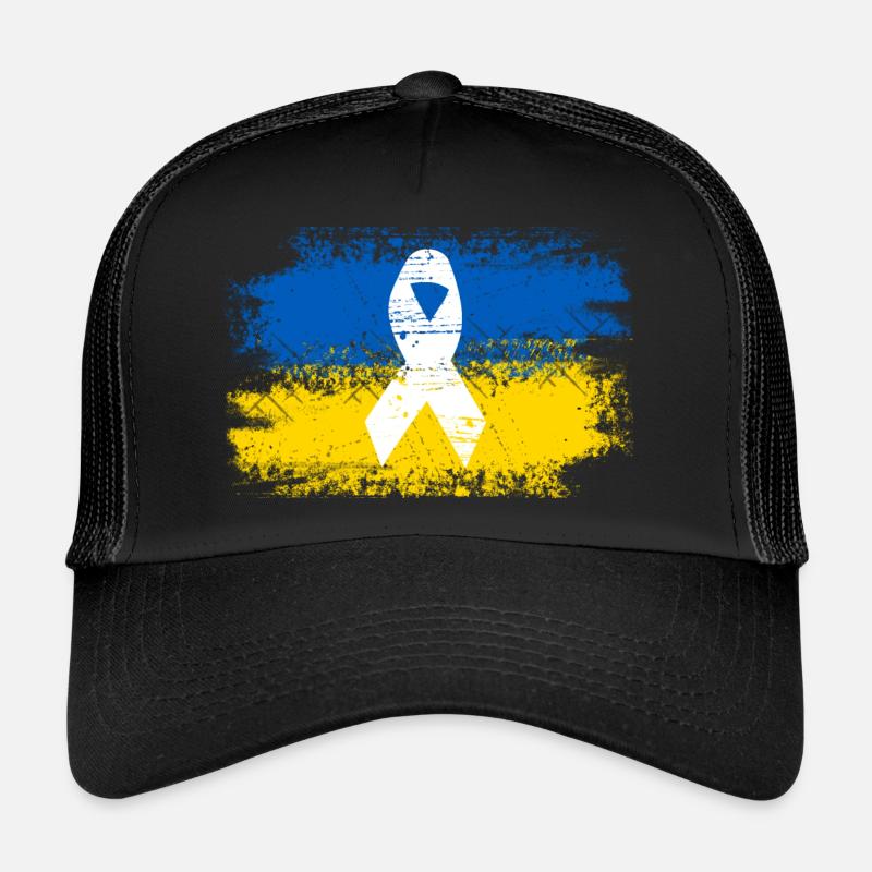 Ukrainische Flagge mit Friedensschleife Trucker Cap