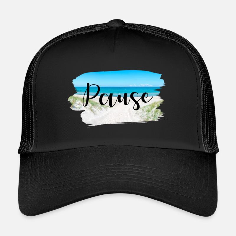Pause Küste Sprüche Sommer Sonne Meer - Trucker Cap - Schwarz/Schwarz