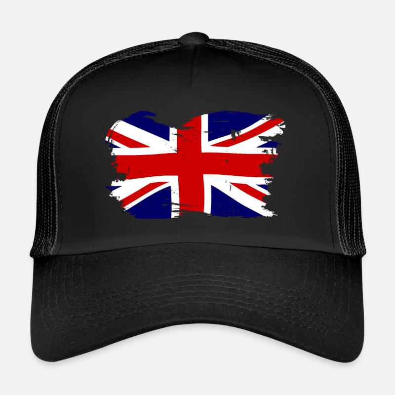 Drapeau britannique de l’Union Jack avec grunge Casquette trucker 