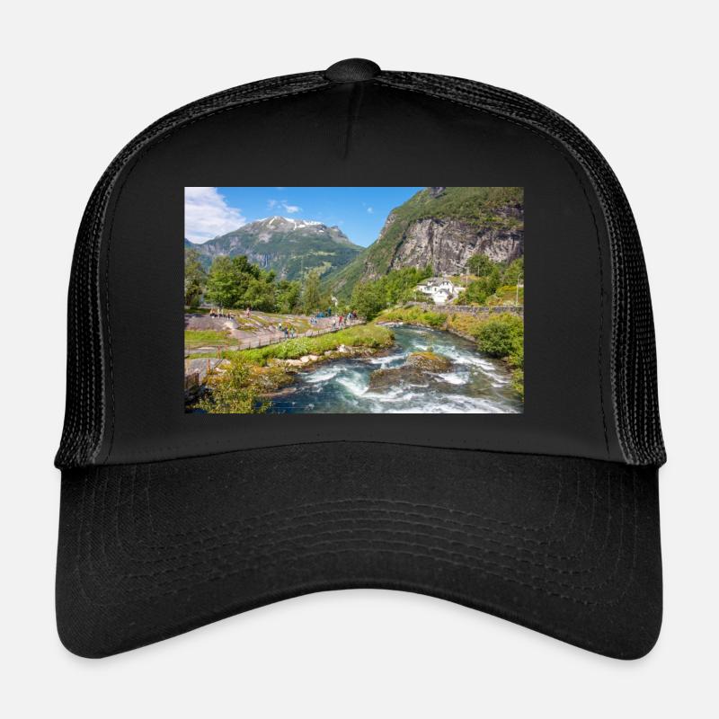 Geiranger panorama view from Storseterfossen Trucker Cap