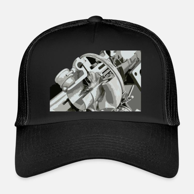 Turbolader fürs Auto und Tuning im Querschnitt - Trucker Cap - Schwarz/Schwarz