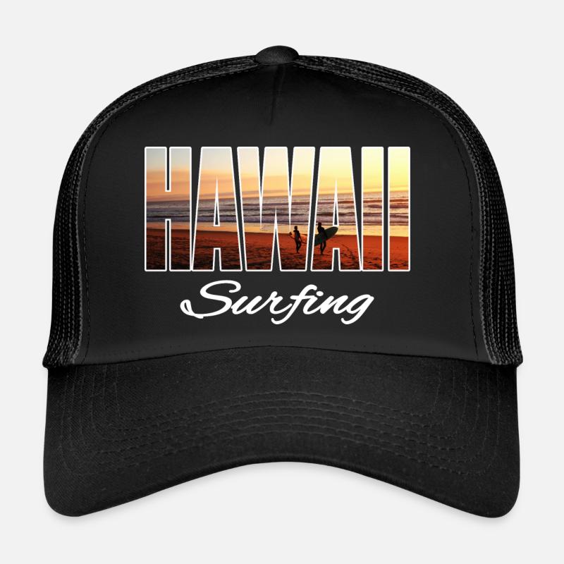 hawaii surfing - Trucker Cap - Schwarz/Schwarz