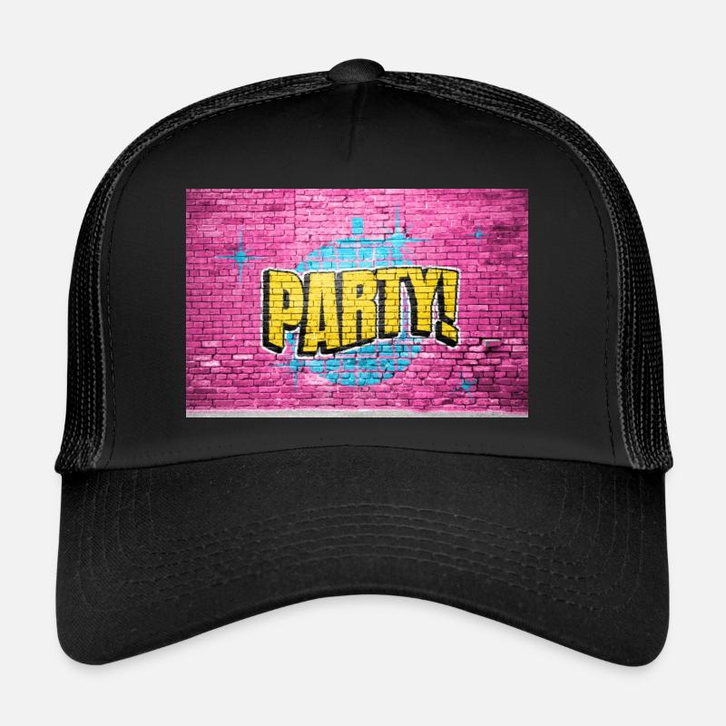 Party Disco Comic Style Bubble Graffiti Lettering Casquette trucker 