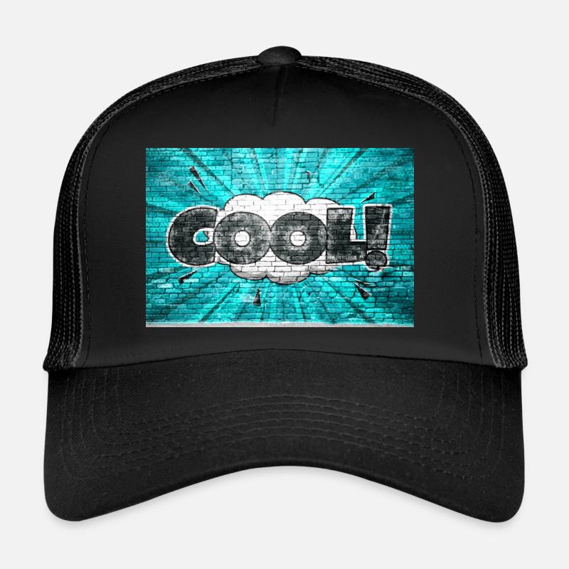 cool Comic Style Bubble Graffiti Lettering sur Bric Casquette trucker 