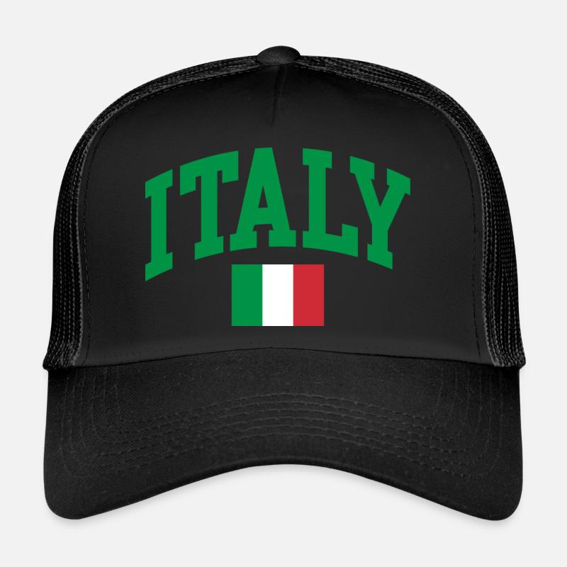 Italien Flagge - Trucker Cap - Schwarz/Schwarz