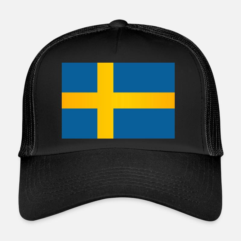 Flagge von Schweden - Trucker Cap - Schwarz/Schwarz