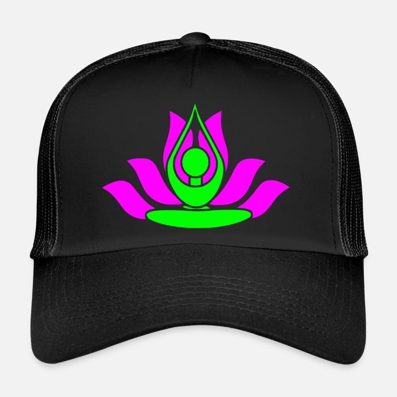 Namaste - Fleur de Lotus - Casquette trucker  - noir/noir