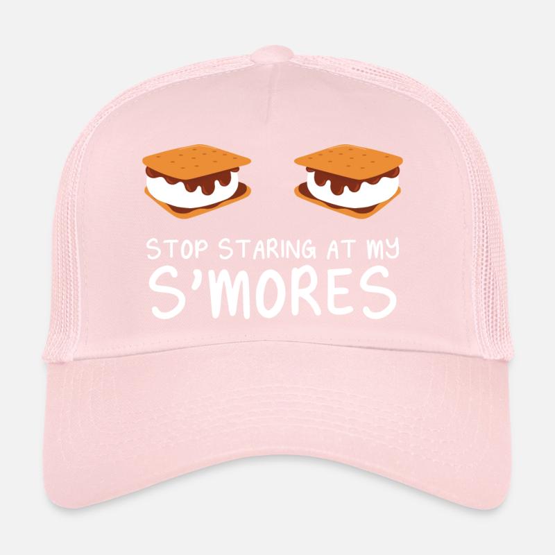 Marshmallow Campfire Camper Funny Stop Staring At Trucker Cap
