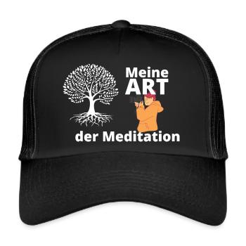 Meine Art der Meditation - Frau Baum Hell - Trucker Cap - Schwarz/Schwarz - Vorne