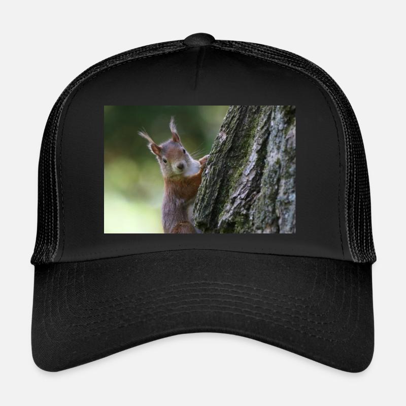 Eichhörnchen,Isibat - Trucker Cap - Schwarz/Schwarz