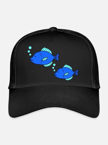 Bande dessinée Poissons - Casquette trucker  - noir/noir - Devant