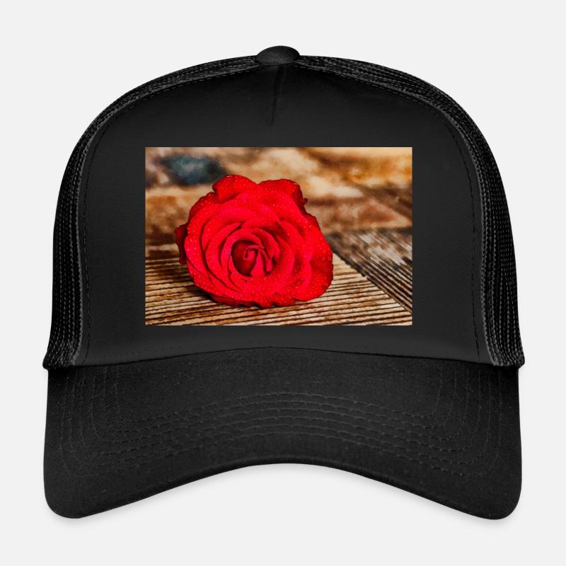 Rose rouge Casquette trucker 