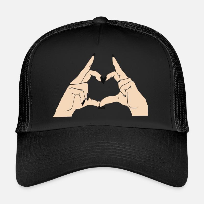 Love Heart - Trucker Cap - Schwarz/Schwarz