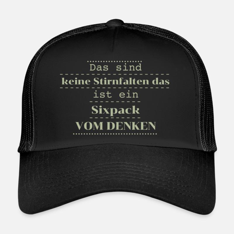 lustige sprüche sixpack vs. falten - Trucker Cap - Schwarz/Schwarz