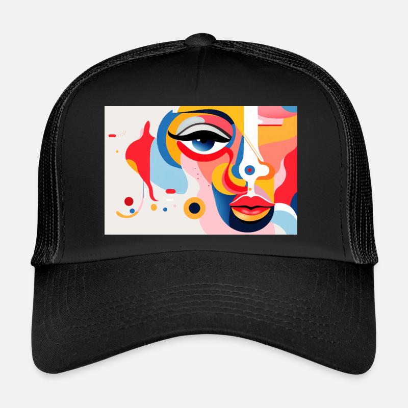 Portrait abstrait et surréaliste du visage. Casquette trucker 