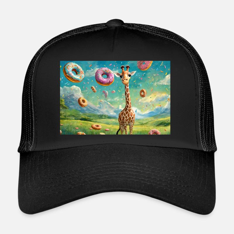 Giraffe im Schlaraffenland - Trucker Cap - Schwarz/Schwarz