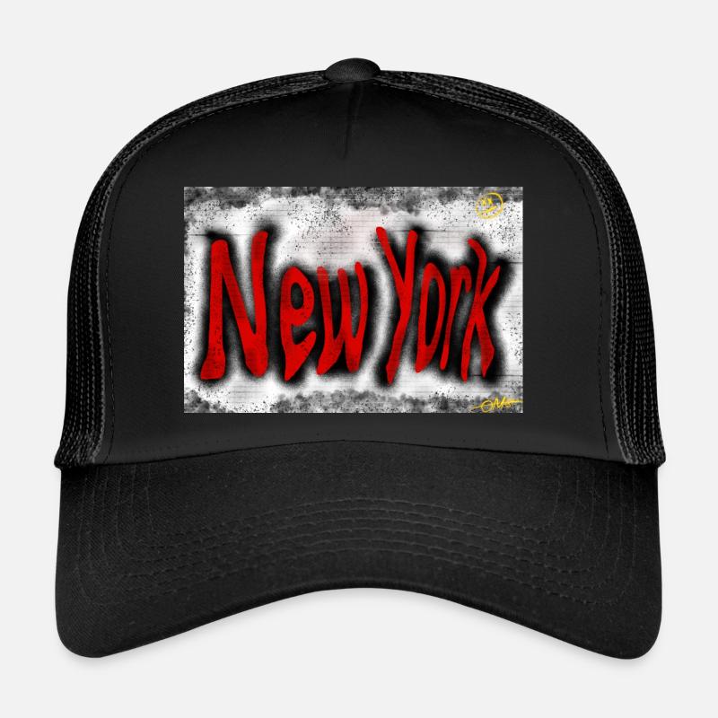 New Yorker Straßenkunst - Trucker Cap - Schwarz/Schwarz
