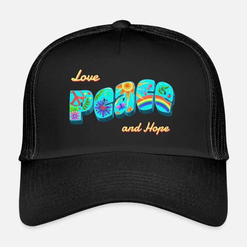 Frieden, Hoffnung, Liebe. Vintage bunt Trucker Cap