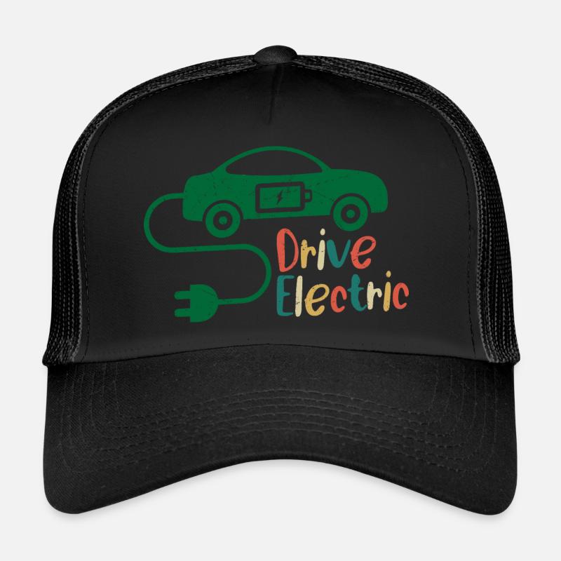 Drive Electric EV Driver Charge Car Trucker Cap