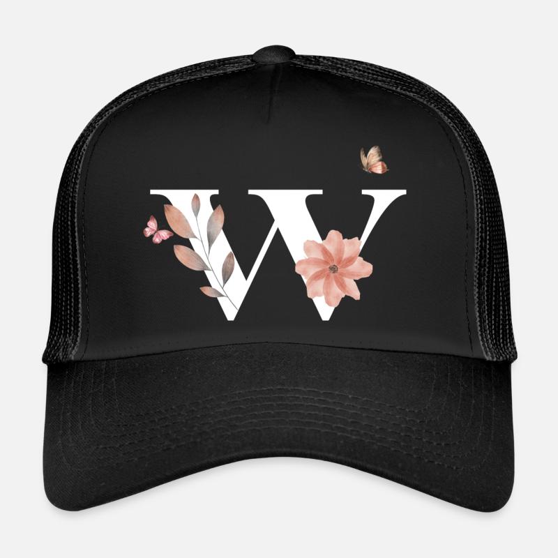 Buchstabe w Wildblumen Aquarelle Trucker Cap