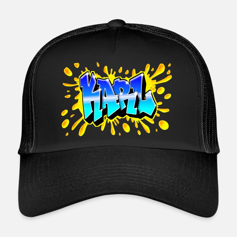 GRAFFITI KARL SPLASH JAUNE Casquette trucker 