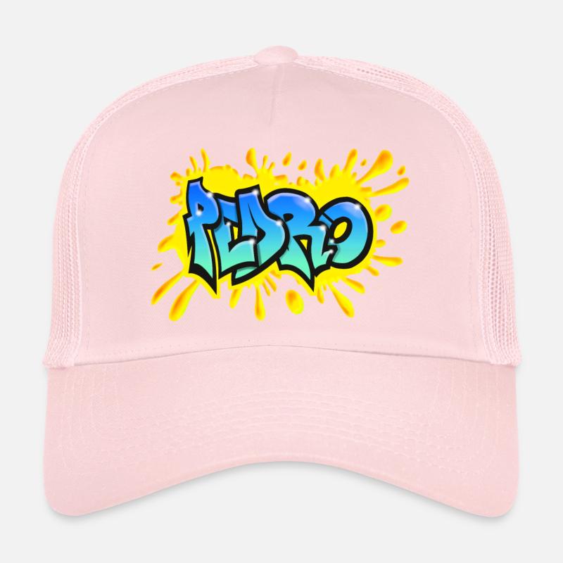 PEDRO Graffiti splash jaune prenom imprimable Casquette trucker 