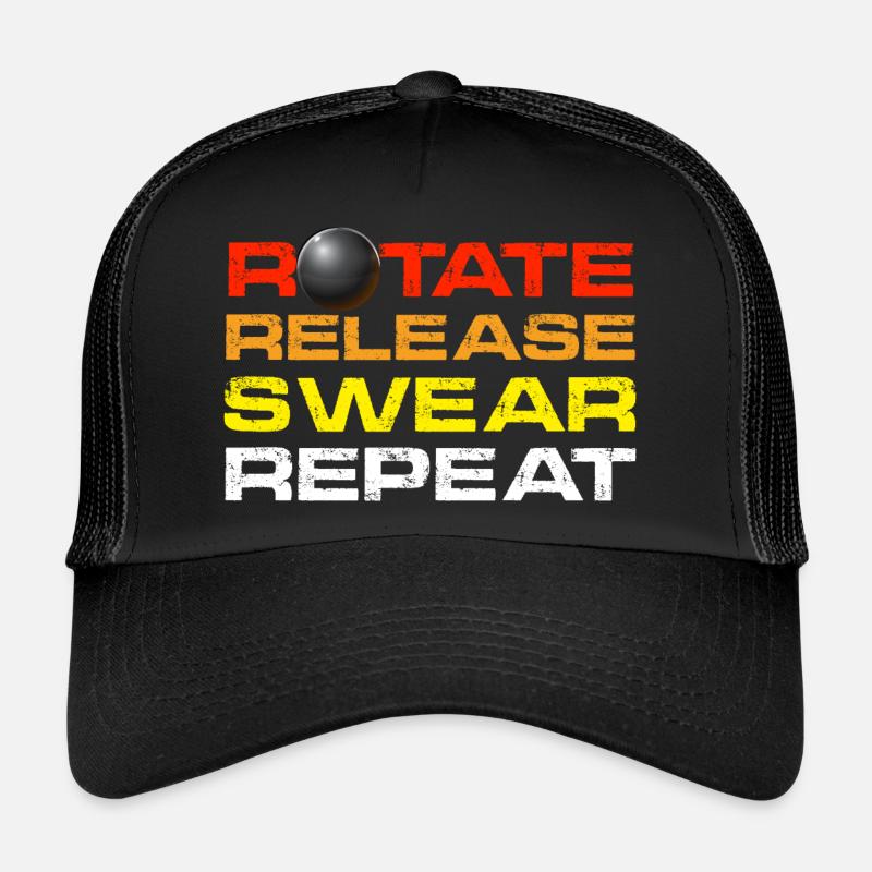 rotation, relâchement, jurer, répéter Conception pour un lancer de poids Casquette trucker 