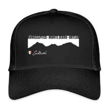 Königsspitze Monte Zebru Ortler Südtirol Italien - Trucker Cap - Schwarz/Schwarz - Vorne