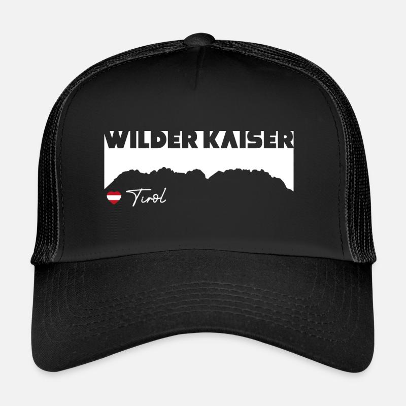 Wilder Kaiser Kaiserkrone Tirol Austria Österreich - Trucker Cap - Schwarz/Schwarz
