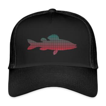 Zander Angler Design Pixelated Zander Fishing - Trucker Cap - black/black - Front