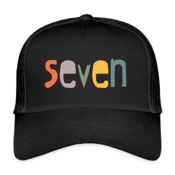 Seventh birthday I am 7 years retro design - Trucker Cap - black/black - Front