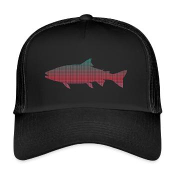 Pêche à la truite Pêcheur pixelisé Truite - Casquette trucker  - noir/noir - Devant