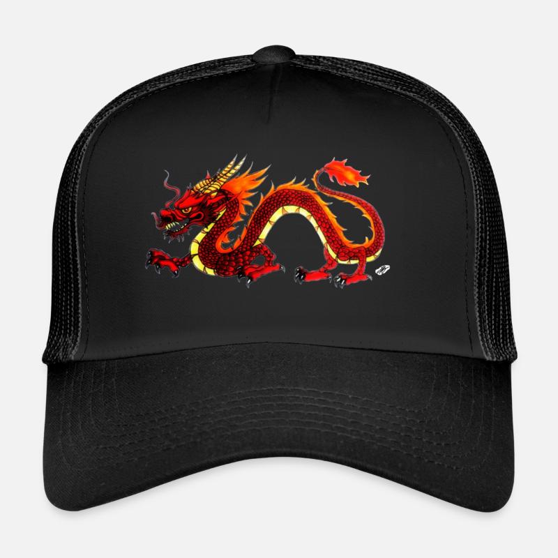 Roter Drache - Trucker Cap - Schwarz/Schwarz