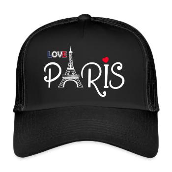 J'aime Paris - Love Paris - Casquette trucker  - noir/noir - Devant