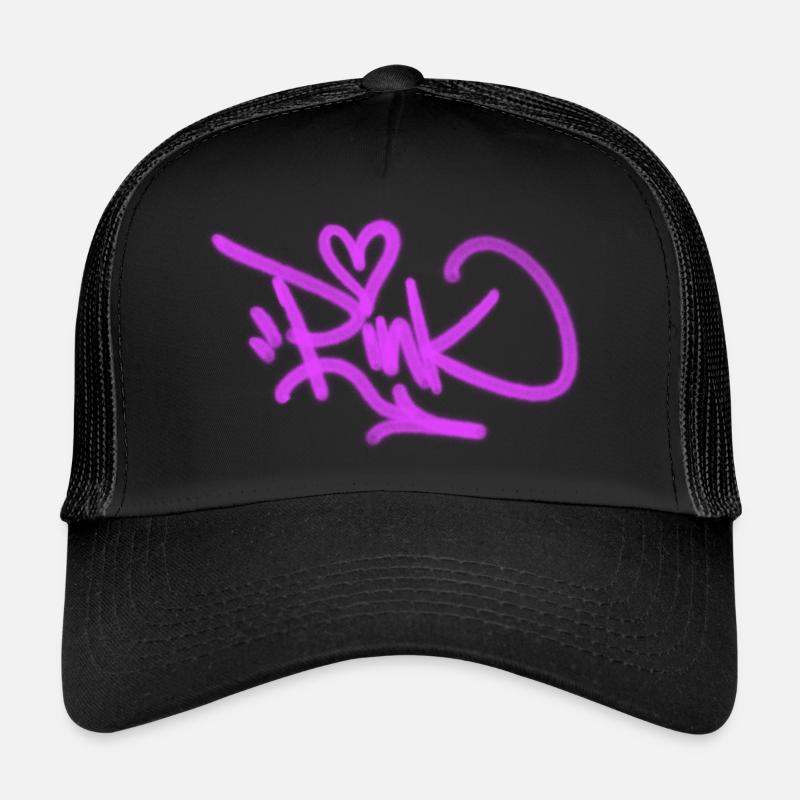 rose - Casquette trucker  - noir/noir