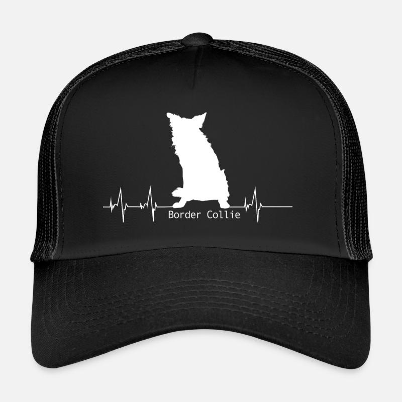 Border Collie Heartbeat Geschenk - Trucker Cap - Schwarz/Schwarz