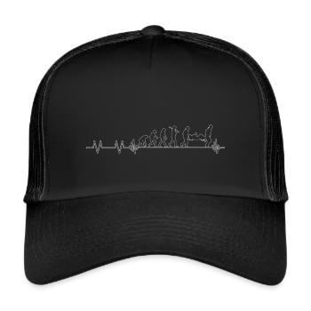 Rettungsdienst Notruf Sani Geschenk · Herzschlag - Trucker Cap - Schwarz/Schwarz - Vorne