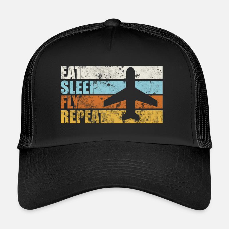 Eat sleep fly repeat . Flugbegleiter Cabin Crew Trucker Cap