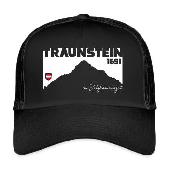 Traunstein Berg Salzkammergut Austria Österreich - Trucker Cap - Schwarz/Schwarz - Vorne