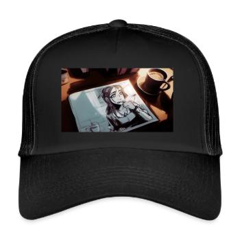 Esquisse matinale - Casquette trucker  - noir/noir - Devant